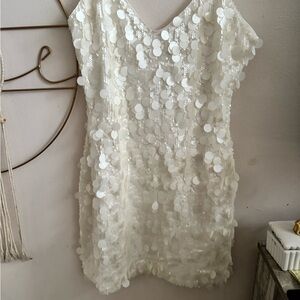 Meshki Ivory Sequin Detail Dress